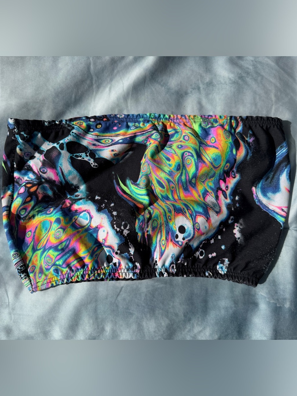 ๐ iHeartRaves "Liquid Tripp" Acid Wash Bandeau Top โ Size S - Picture 2 of 3